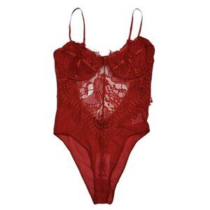 Bardot Sz L US 10 Bodysuit Lace & Mesh Underwire Teddy Open Back Goth Sexy